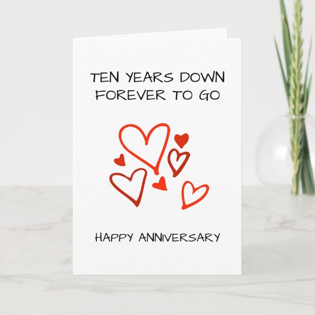 10th Wedding Anniversary Ten Years Card (Front)