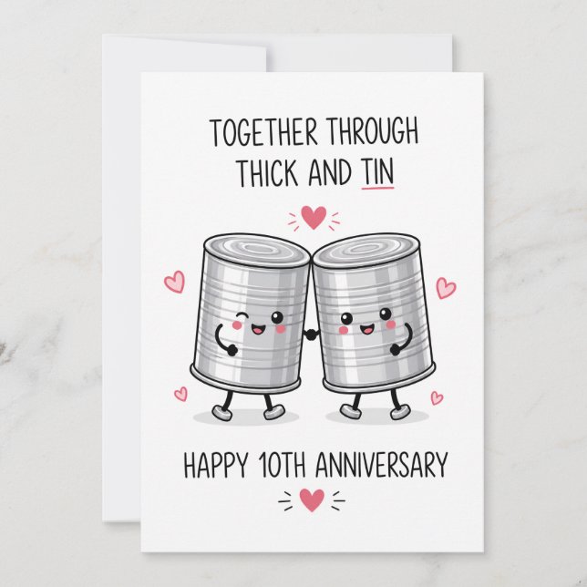 10th wedding anniversary - Tin anniversary Card (Front)
