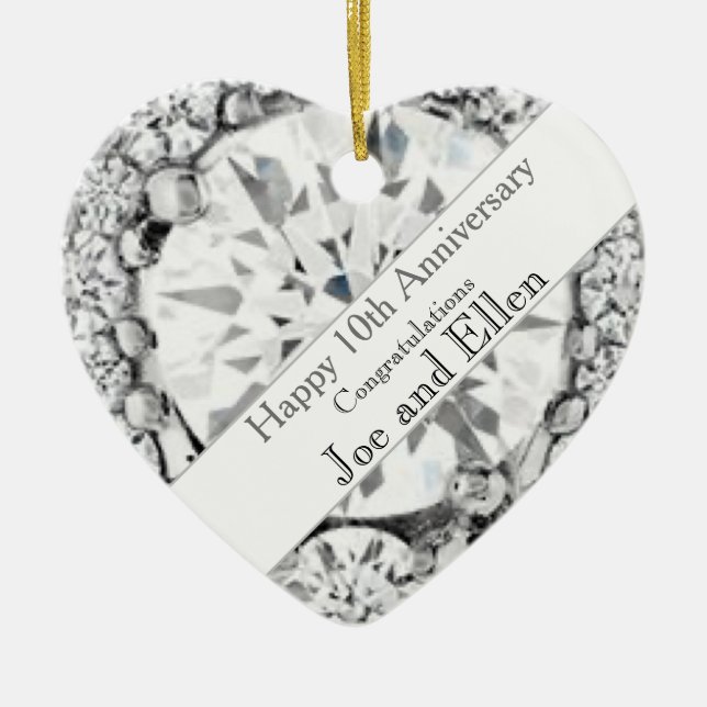 10th Wedding Anniversary, Tin Anniversary Ceramic Ornament (Front)