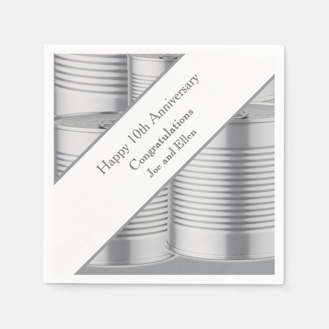10th Wedding Anniversary, Tin Anniversary Napkin (Front)
