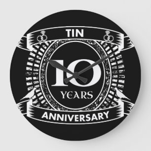 10TH wedding anniversary tin Large Clock