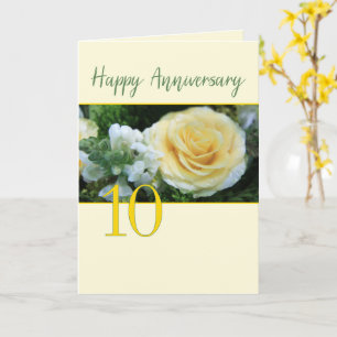 10th Wedding Anniversary Yellow Rose Card