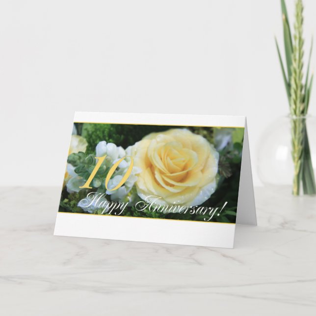 10th Wedding Anniversary - Yellow Rose Card (Front)