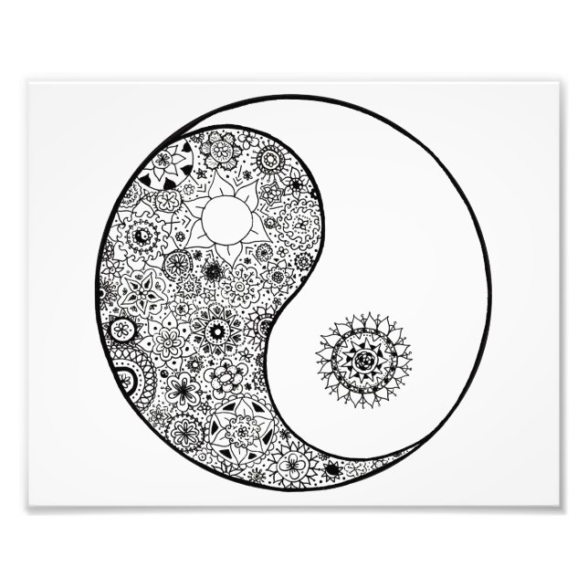 10x8 Beautiful Hand Illustrated Yin Yang Art Photo Print (Front)