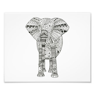 10x8 Hand Illustrated Artsy Elephant Pen Art Photo Print