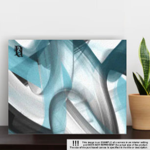 10x8" Trend Abstract Art Canvas Black White Blue