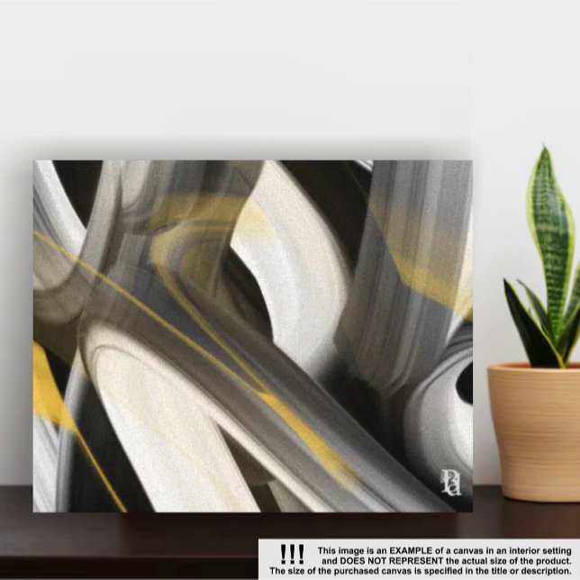 10x8" Trend Abstract Art Canvas Black White Gold (Creator Uploaded)