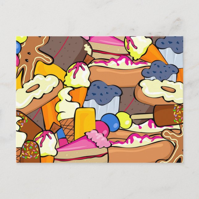 1104 SUGARY BAKING TREATS DESSERTS DOUGHNUTS MUFFI POSTCARD (Front)