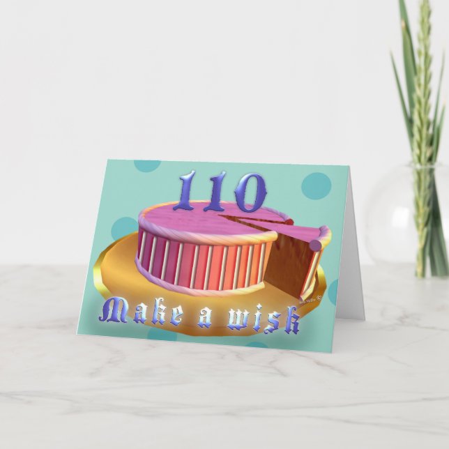 110 Birthday Greeting Cards Pink Cake stripes (Front)