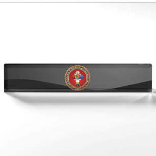 [110] Rosy Cross (Rose Croix) on Red & Gold Nameplate