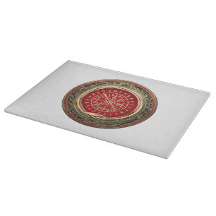 [110] Vegvisir - Viking Gold Magic Runic Compass Cutting Board