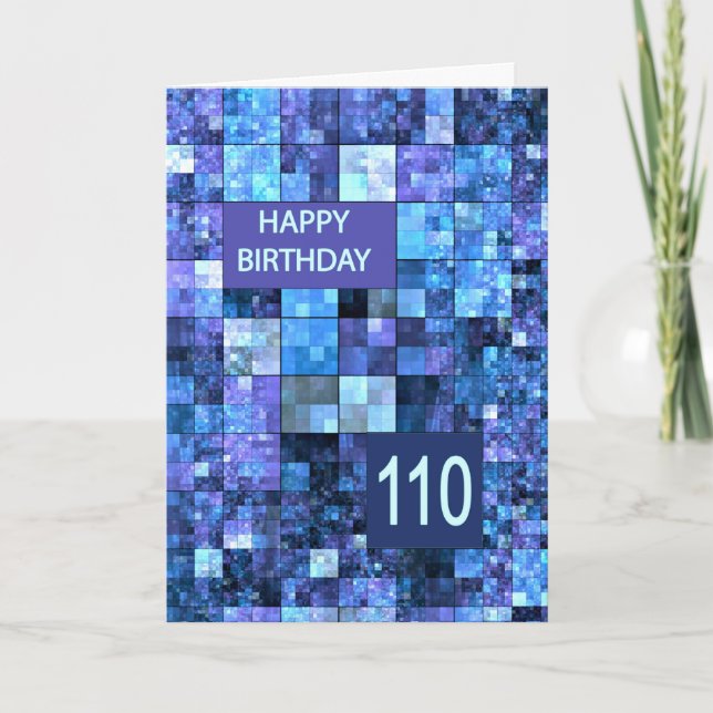 110th Birthday, Blue Squares, Card (Front)