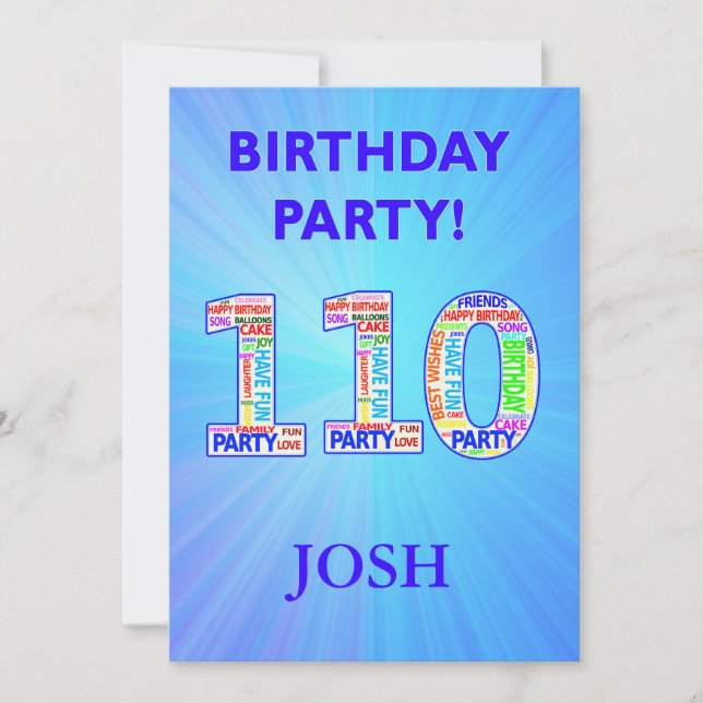110th Birthday Party Invitation  Words in Letters (Front)