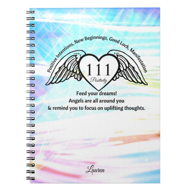 111 Angel Number Gratitude Journal | Name Notebook (Devant)