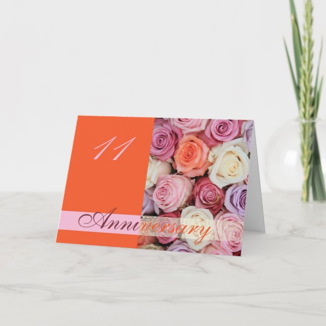 111e anniversaire de Mariage Carte pastel roses (Devant)