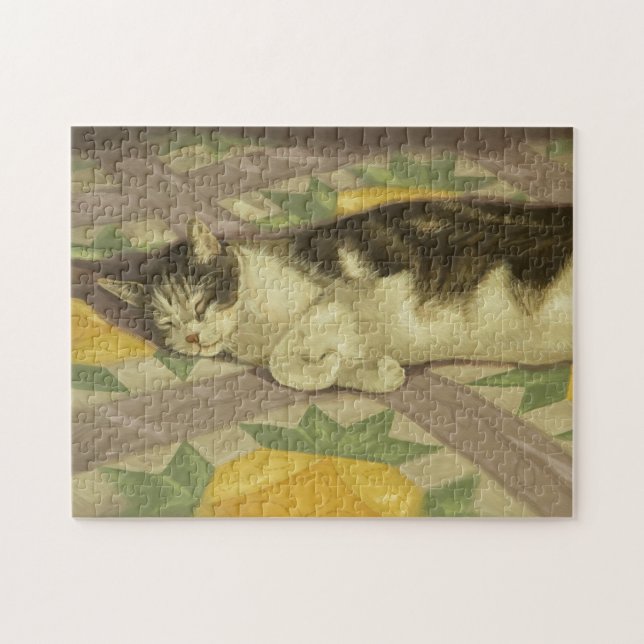 1149 Cat on Quilt Jigsaw Puzzle (Horizontal)