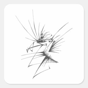 114 Black White Abstract Tribal Tattoo Art Square Sticker
