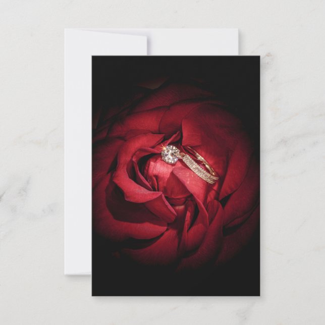 1178-Red Rose with Wedding Rings Invitation (Front)