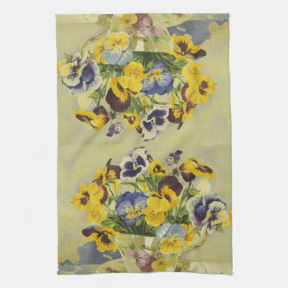1187 Pansies in Teacup Kitchen Towel