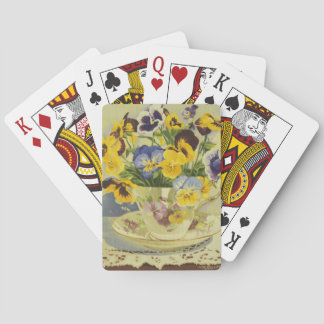 1187 Pansies in Teacup Playing Cards