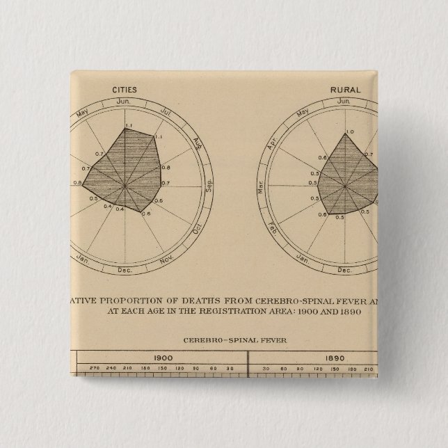 118 Deaths cerebrospinal fever 2 Inch Square Button (Front)