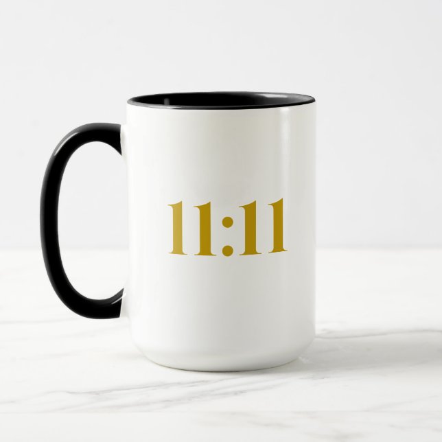 11:11 Black & Gold Affirmation Coffee Mug (Left)