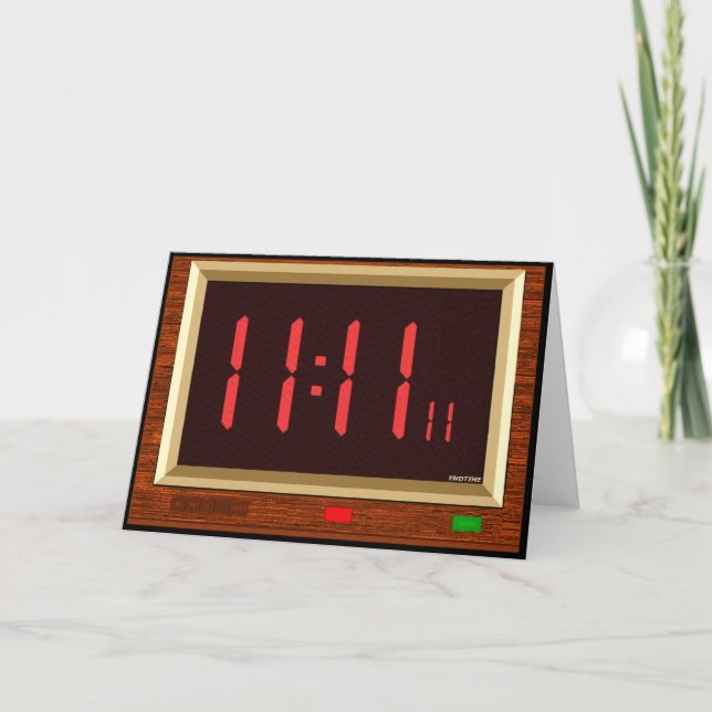 11:11 Clock (Red) Greeting Card (Front)