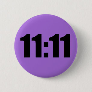 11:11 Lucky Time Digital Clock Purple 2 Inch Round Button
