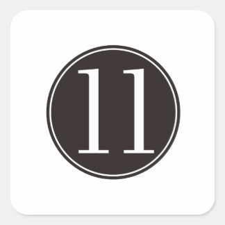 #11 Black Circle (front) Square Sticker