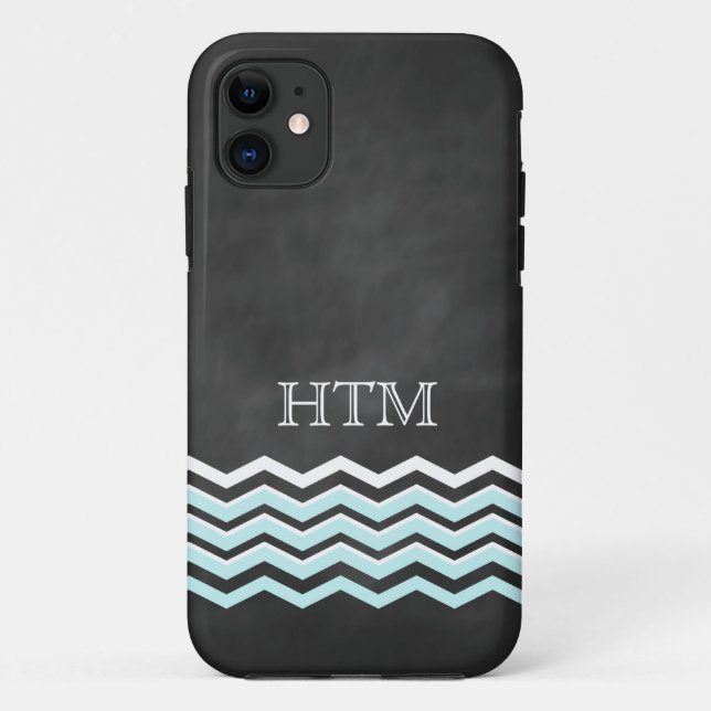 11 Blanc & Turquoise Chevron iPhone 5 Coque (Dos)