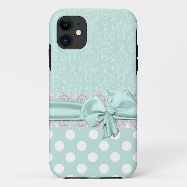 11 Coque Chic Mint Green Damask iPhone 5 (Dos)
