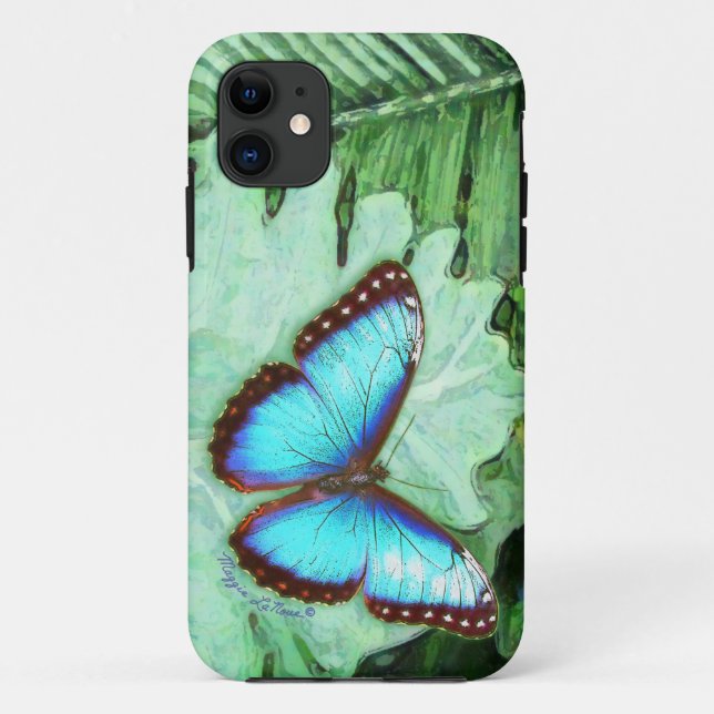 11 Coque iphone bleu de Morpho (Dos)