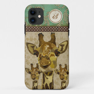 11 Coque iphone d'or de monogramme de girafes de