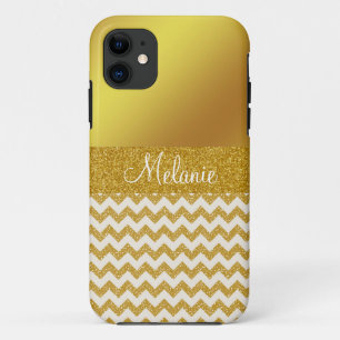 11 Coque iphone personnalisé Gold Chevron