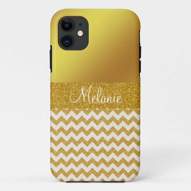 11 Coque iphone personnalisé Gold Chevron (Dos)