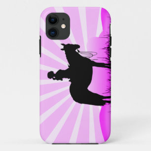 11 Coque iphone rose de cow-girl de coucher du soleil