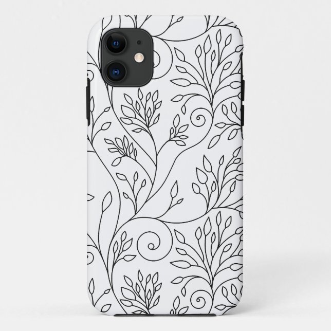 11 Élégant noir fleurs blanches iPhone 5 Coque (Dos)