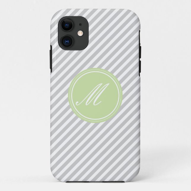 11 Gris et blanc bande Monogramme iPhone 5 Coque (Dos)