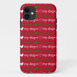 11 J'aime mon chien coque iphone rouge et vert