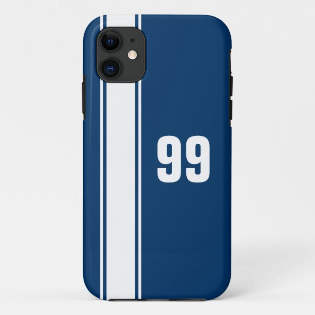 11 Jersey à bande bleue et blanche coque iphone numér (Dos)
