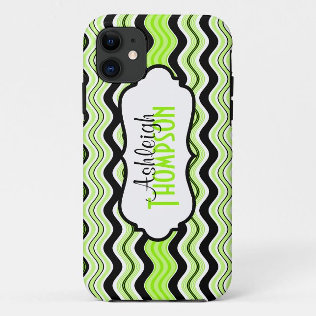 11 Lime, Noir, Blancs Vagues iPhone 5 Coque (Dos)