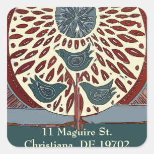 11 Maguire Abstract Blue Birds Square Sticker