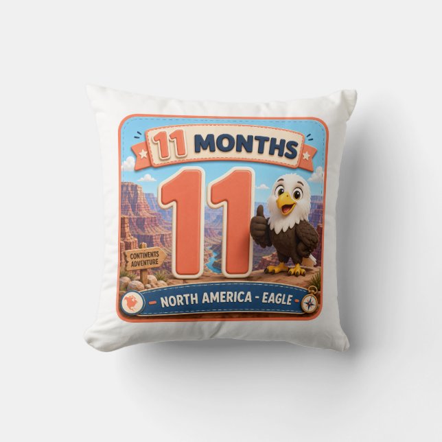 11 Months Baby Milestone Explorer Throw Pillow (Front)