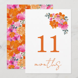11 Months Old Pink & Orange Baby Milestone Card