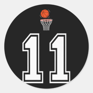 11 Number Basketball Style Vintage White Premium Classic Round Sticker