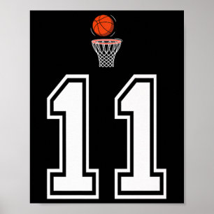 11 Number Basketball Style Vintage White Premium Poster