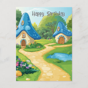 11 of 17 Blue Mushroom village Postcard