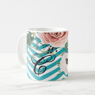11 Oz. Coffee Mug Geometric Rose Chevron Teal