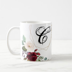 11 Oz. Coffee Mug Roses blanches Or géométrique