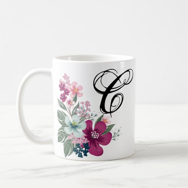 11 Oz. Coffee Mug Tropical Flower on White (Left)